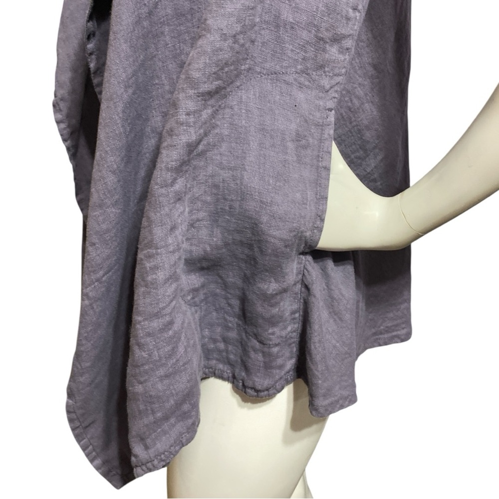 FLAX Linen Gray Open Front Drape Vest Sleeveless Side Pockets Resort Wear Small - Picture 10 of 16